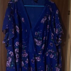 Torrid Blue Floral Blouse